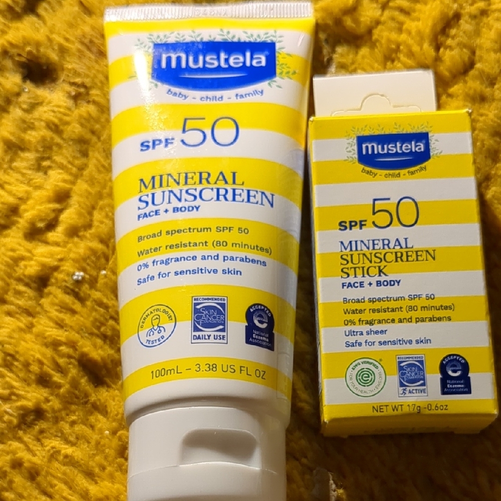MUSTELA SPF 50 MINERAL SUNSCREENS - Stick & Lotion For Entire Family